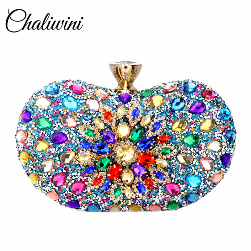 Chaliwini Evening Diamond Two Side Floral Woman Clutch Bag Multi - Executive-Skincare