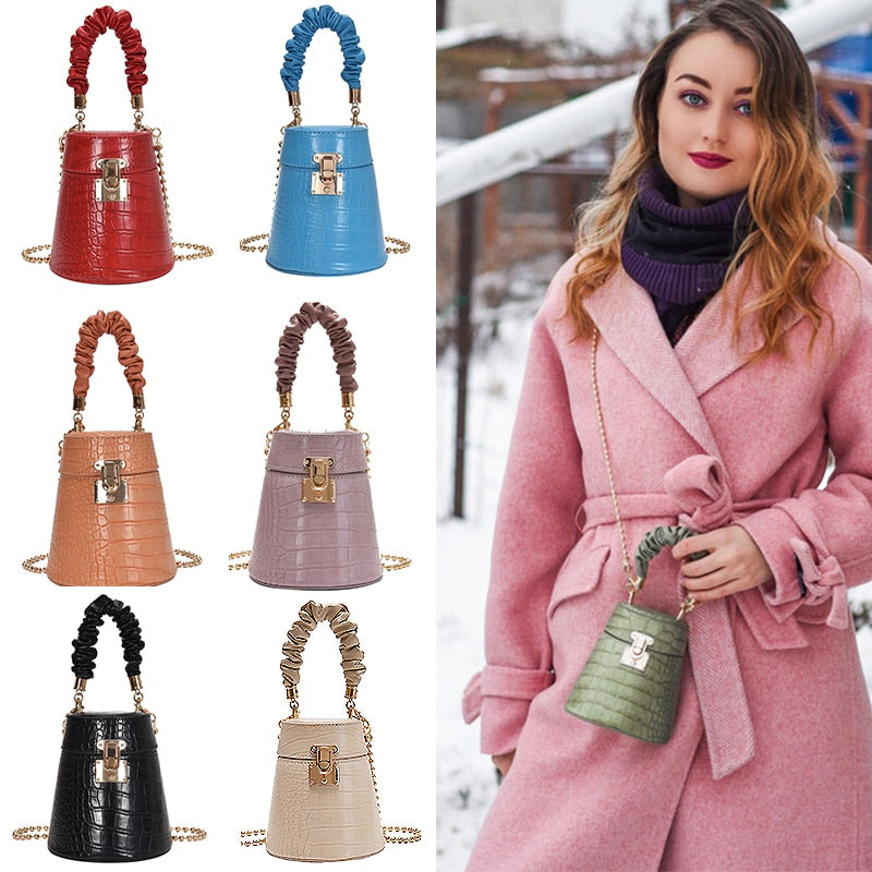 Crocodile Pattern Small Bucket Bag Crossbody Bags For Women 2021 - Executive-Skincare