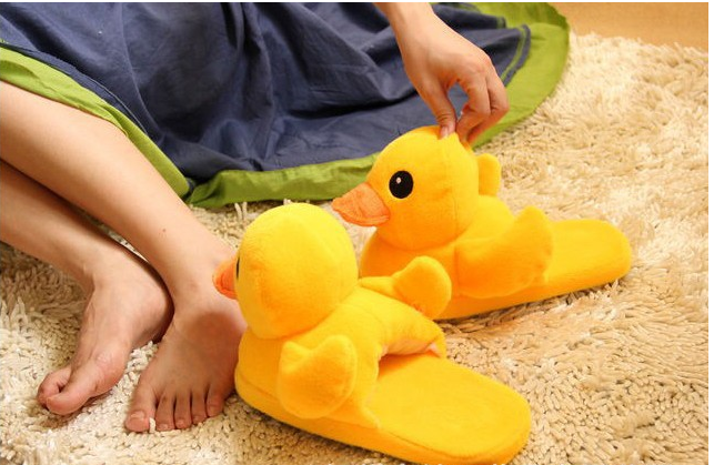 Winter Women Warm Indoor Slippers Ladies Fashion Cute Yellow Duck - Executive-Skincare