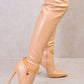 ALICE OVER THE KNEE HIGH HEEL BOOT IN NUDE FAUX LEATHER - Executive-Skincare