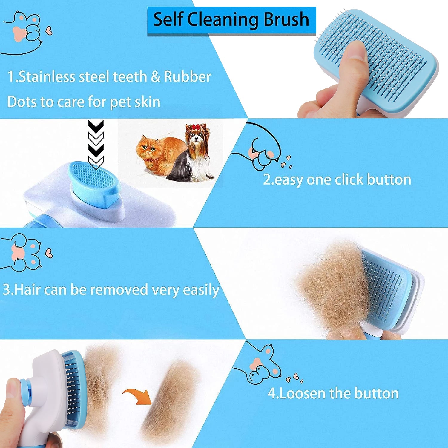 Dog Hair Remover Comb Cat Dog Hair Grooming And Care Brush For Long - Executive-Skincare