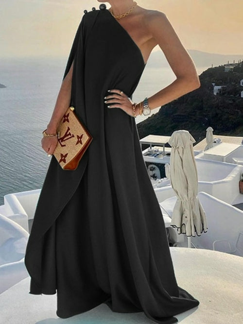 Elegant Sleeveless Loose Party Club Irregular Chic Dress Women Slanted - Executive-Skincare