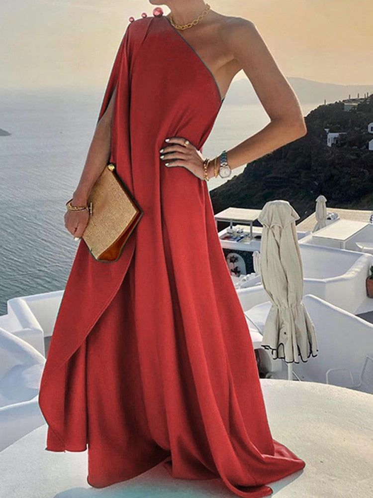 Elegant Sleeveless Loose Party Club Irregular Chic Dress Women Slanted - Executive-Skincare