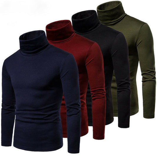 Fashion Men's Casual Slim Fit Basic Turtleneck Knitted Sweater High - Executive-Skincare