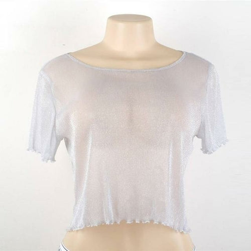 Fashion Sexy Women T Shirt See Through Transparent Mesh Tops Long - Executive-Skincare