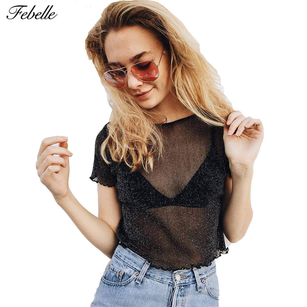 Fashion Sexy Women T Shirt See Through Transparent Mesh Tops Long - Executive-Skincare