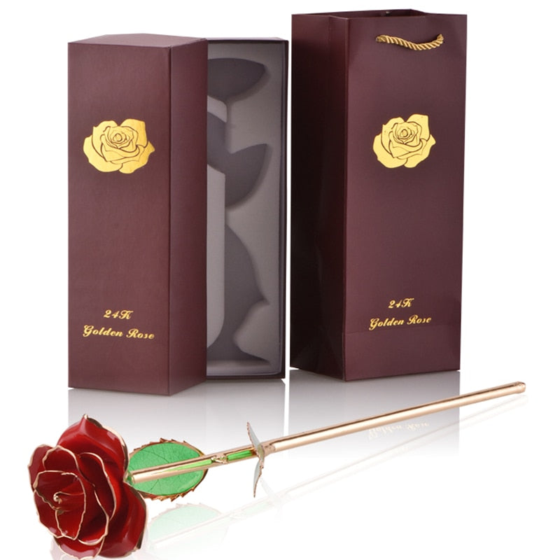 Gifts for Women 24k Gold Dipped Rose with Stand Eternal Flowers Forever Love In Box Girlfriend Wedding Christmas Gifts for Her - Executive-Skincare