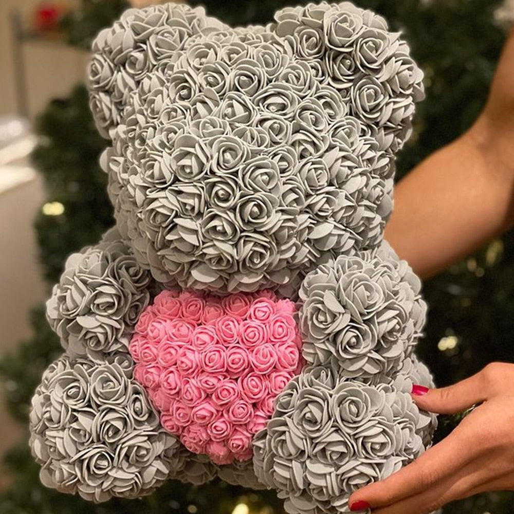 Dropshipping 40cm Rose Bears Artificial Handmade Rose Heart Teddy Bear Valentine Wedding Mothers Day Gift for Women Wholesale - Executive-Skincare