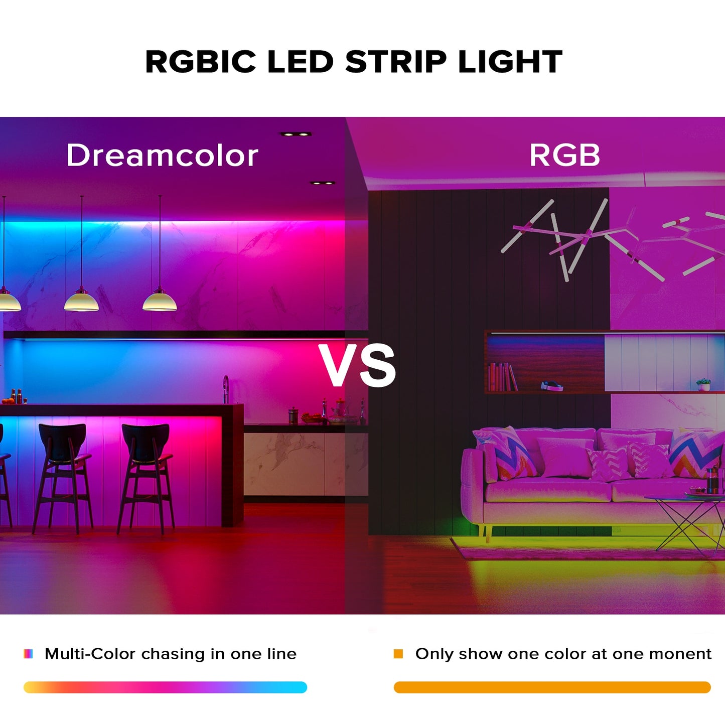 Dreamcolor LED Light Strip Bluetooth Music APP Control WS2811 WS2812B RGBIC Flexible Led Strip Room Bedroom Party Kitchen 5m-20m - Executive-Skincare