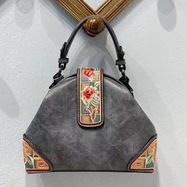 Johnature Retro Embroidery Luxury Handbags Women Bags Designer 2022 New Versatile Chinese Style Lady Leather Shoulder Bags - Executive-Skincare