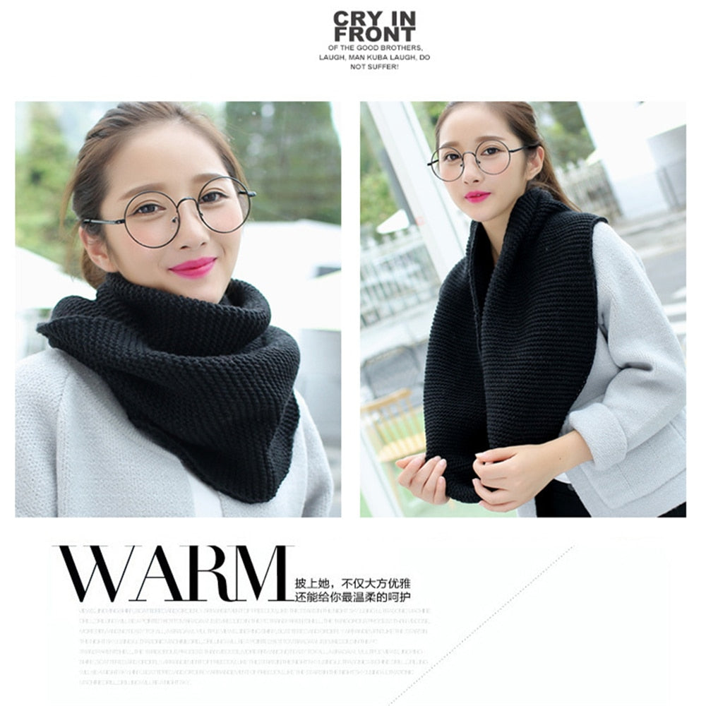 Winter new han edition scarves knitting wool collar woman with thick warm pure color 2 trap head scarf CN009 - Executive-Skincare