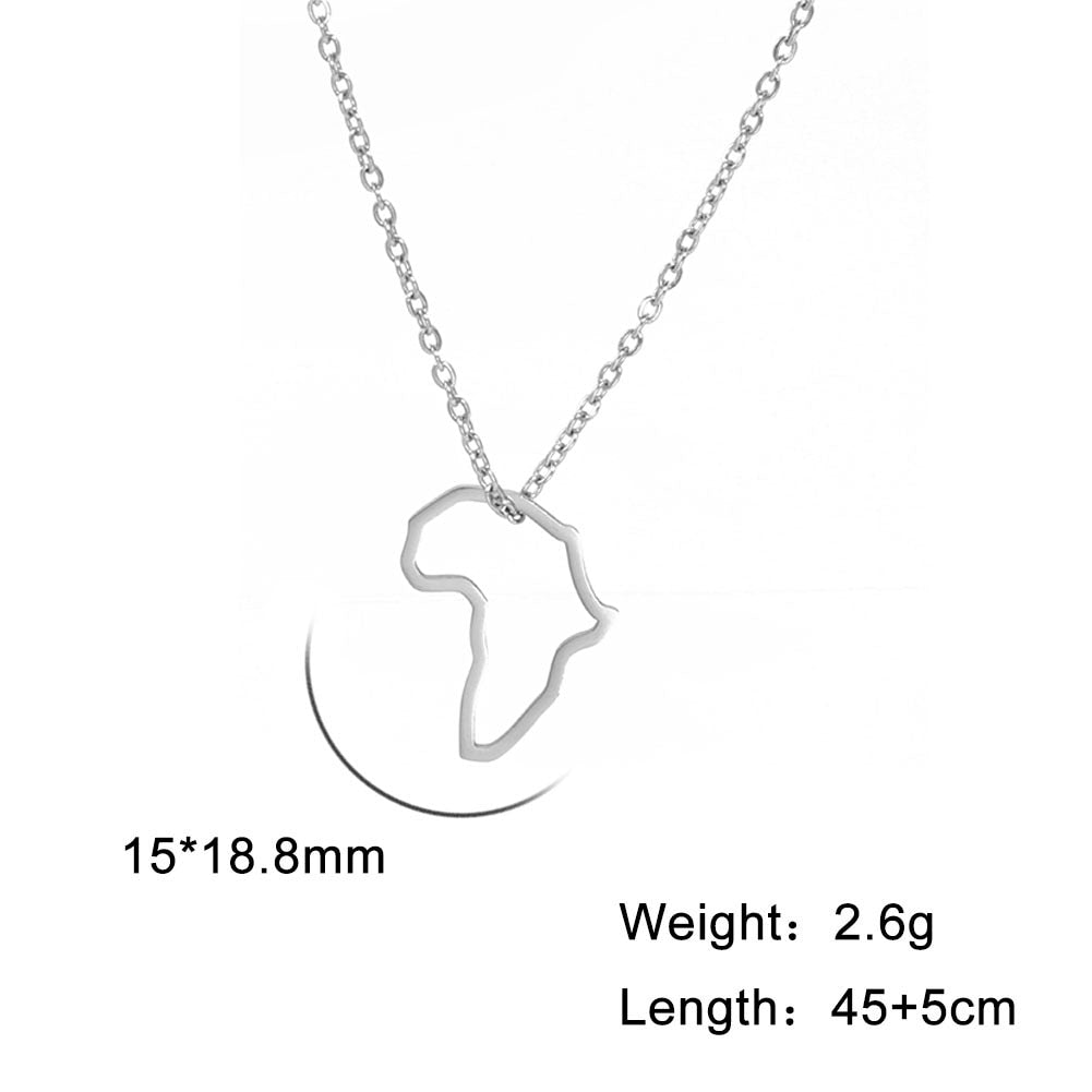 MyShape African Map Pendant Necklaces For Women Men Gold Color South Africa Stainless Steel Necklace Choker African Jewelry Gift - Executive-Skincare