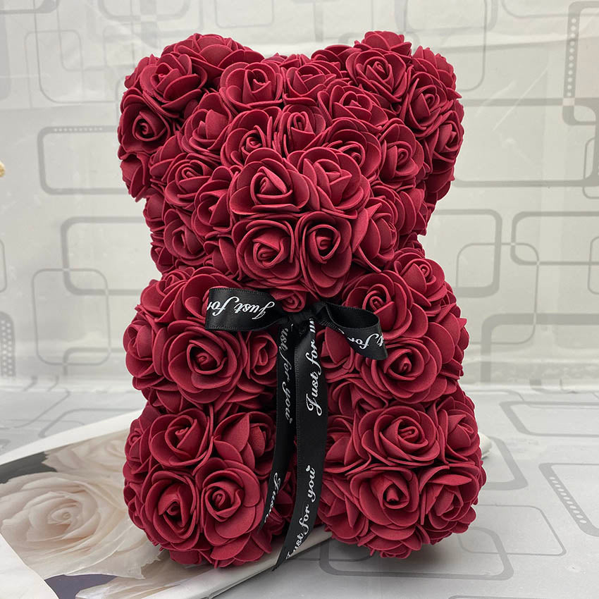 25 cm high roses bear Valentine&#39;s Day teddy bears 14 colors Holiday High-grade DIY gifts Christmas gift wedding decoration - Executive-Skincare