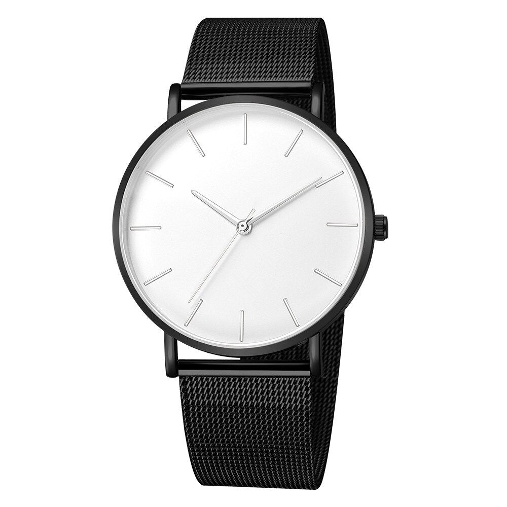 Men Watch Quartz Casual Watches Simple Metal Hour Reloj Quartz Watch Montre Mesh Stainless Steel erkek kol saati masculino clock - Executive-Skincare