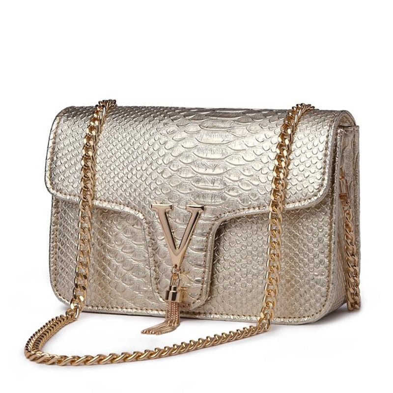 Stone Pattern Handbag Crocodile Leather Crossbody Bags For Women 2022 Brand Shoulder Messenger Bag Female Luxury Chain Handbags - Executive-Skincare