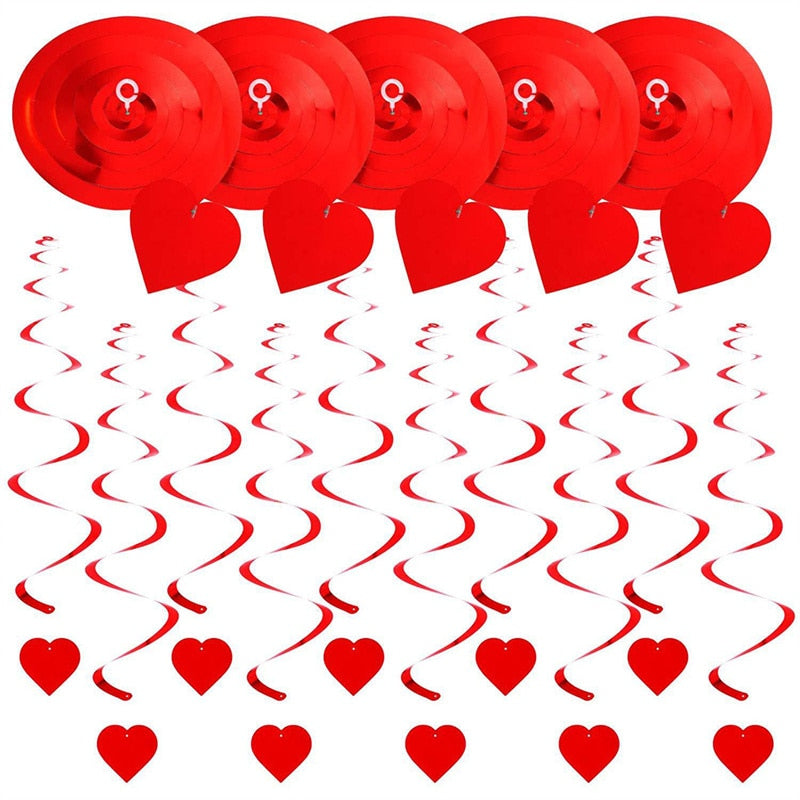 6pcs Heart Valentines Day Wedding Ceiling Hanging Decoration San Valentin Mariage Hanging Spiral Decor Diy Party Supplies - Executive-Skincare