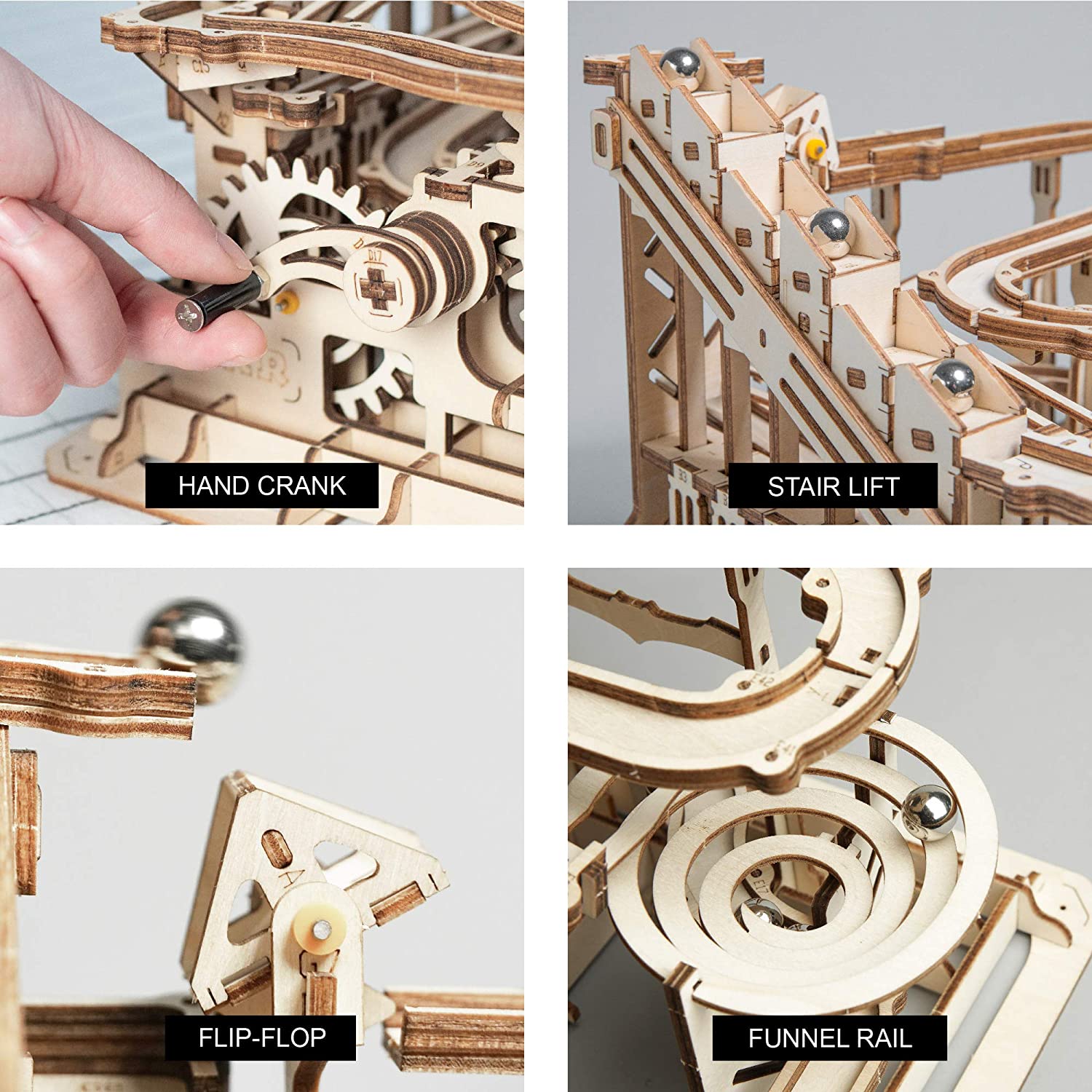 Robotime Rokr 4 Kinds Marble Run DIY Waterwheel Wooden Model Building Block Kits Assembly Toy Gift for Children Adult Dropship - Executive-Skincare