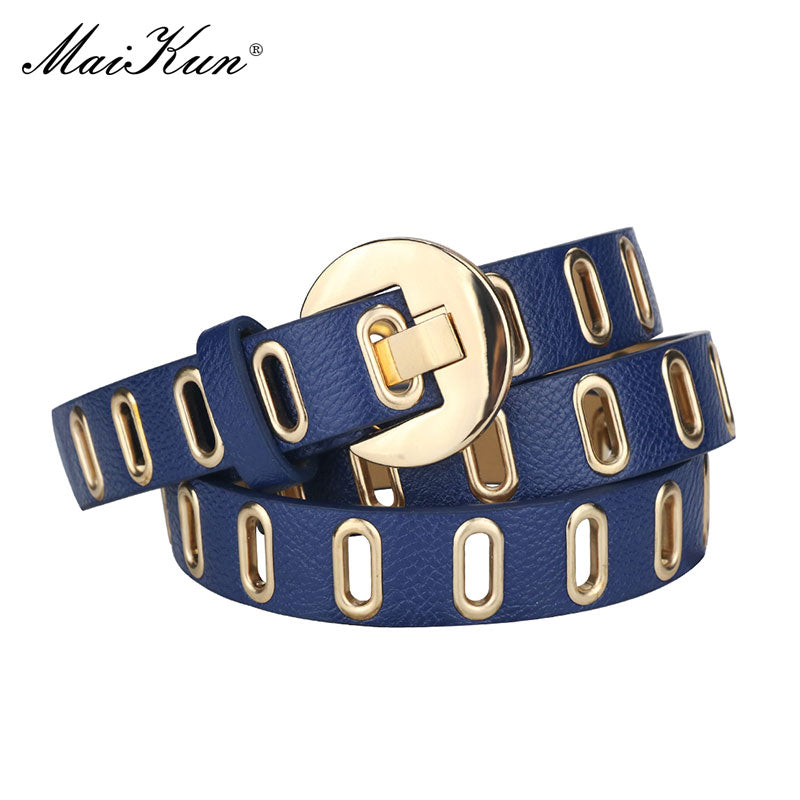 Maikun New Grunge Women Belt Adjustable Hole Grunge Punk  Belts for Women Alloy Pin Buckle Leather Belt for Pants Dresses - Executive-Skincare