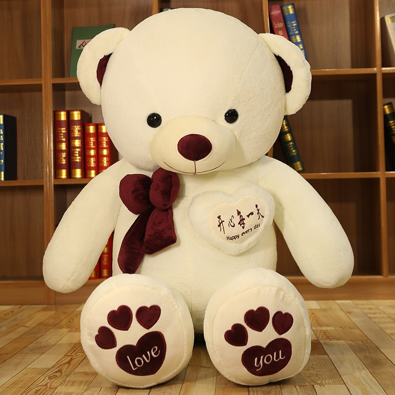 High Quality 80/100CM 4 Colors Teddy Bear With Scarf Stuffed Animals Bear Plush Toys Teddy Bear Doll Lovers Birthday Baby Gift - Executive-Skincare