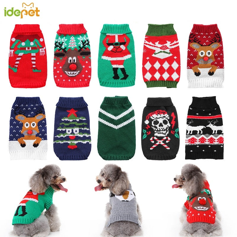 Knit Dog Clothes Christmas Sweater Santa Claus Cartoon Puppy Cat Sweater Coat Warm Pet Jackets Winter Jacket Pet Costume 35 - Executive-Skincare