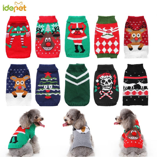 Knit Dog Clothes Christmas Sweater Santa Claus Cartoon Puppy Cat Sweater Coat Warm Pet Jackets Winter Jacket Pet Costume 35 - Executive-Skincare