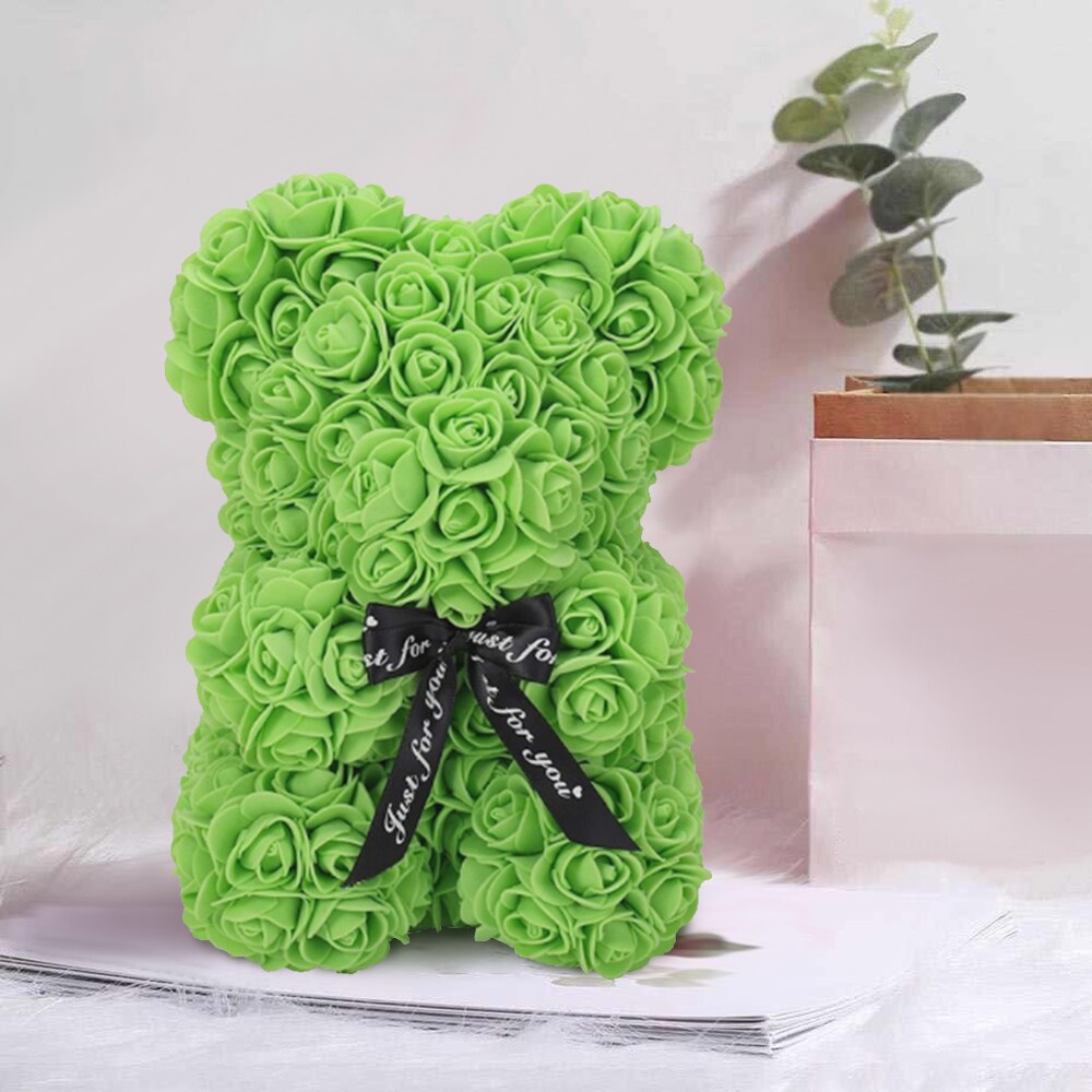 25cm/40cm Rose Bear Valentine&#39;s Day Artificial Flower Teddy Rose Bear 2022 New Year Christmas Decoration Women Valentines Gifts - Executive-Skincare