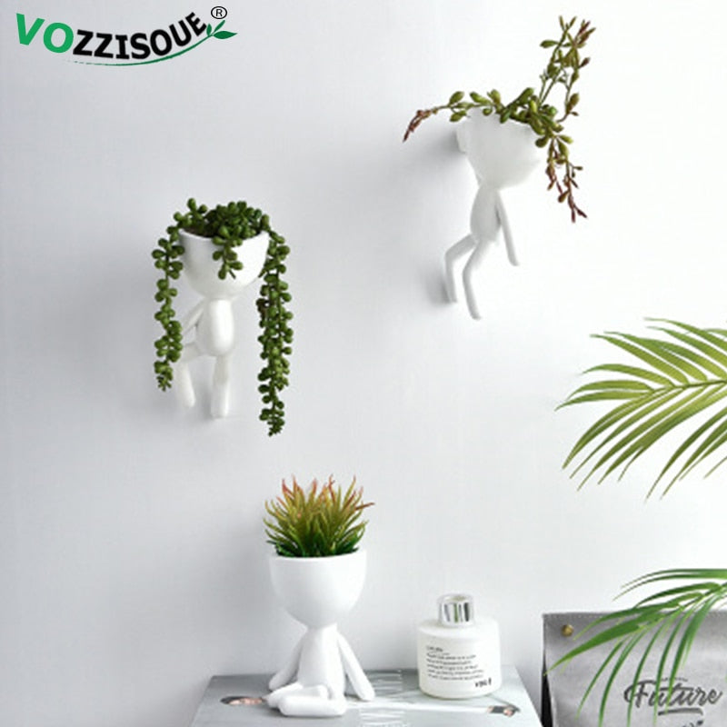 HOT Tree Man Flower Pot Planters for Plants Nordic Plant Pot Wall Modern Pot Plant Wall Pots Wall Flowerpot Cute White Planter - Executive-Skincare