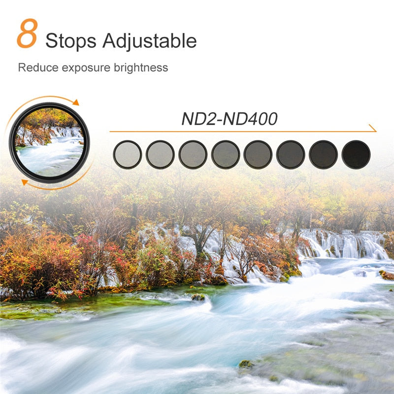 Dynamic ND2-400 Filter 52MM 58MM 62MM 67MM 72MM 77MM Slim Fader Variable ND Lens Filter Adjustable ND2 to ND400 Neutral Density - Executive-Skincare