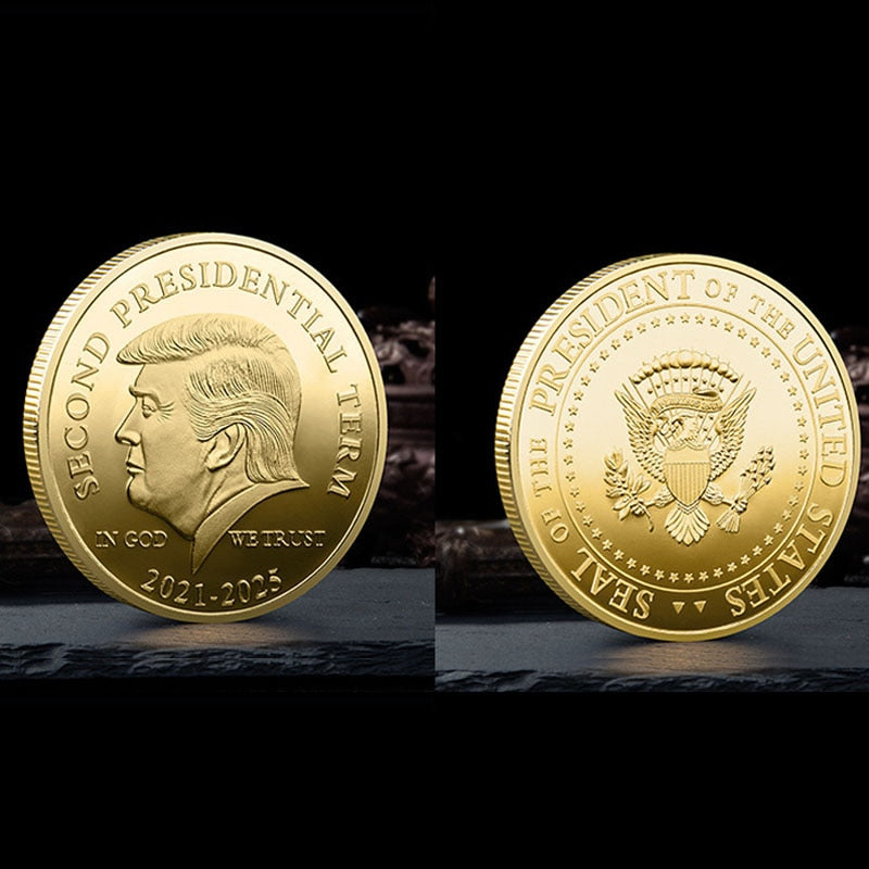 1PCS Gold Sliver US Donald Trump Commemorative Coin &quot;Second Presidential Term 2021-2025 IN GOD WE TRUST&quot; - Executive-Skincare