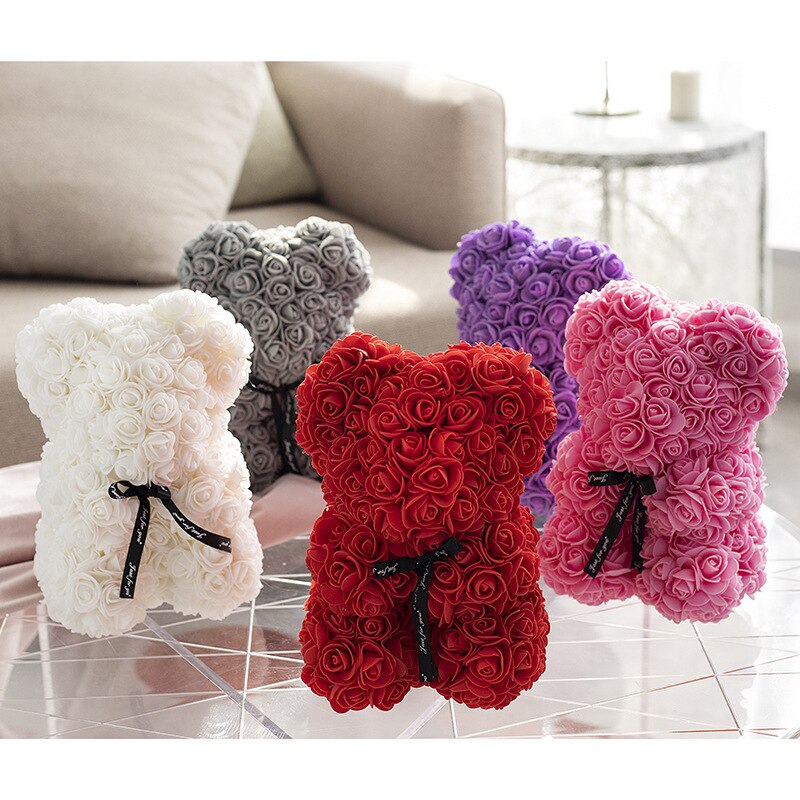 25cm/40cm Rose Bear Valentine&#39;s Day Artificial Flower Teddy Rose Bear 2022 New Year Christmas Decoration Women Valentines Gifts - Executive-Skincare