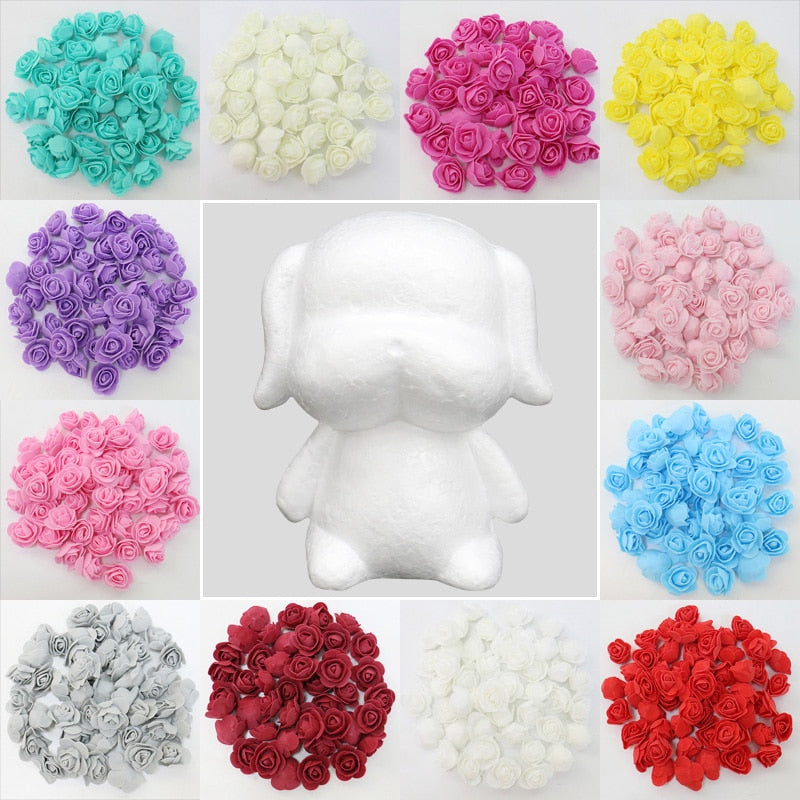 Artificial Flower Rose Bear DIY White Foam Bear Models Teddy For Valentine&#39;s Day Gifts Birthday Party Wedding Decoration Craft - Executive-Skincare