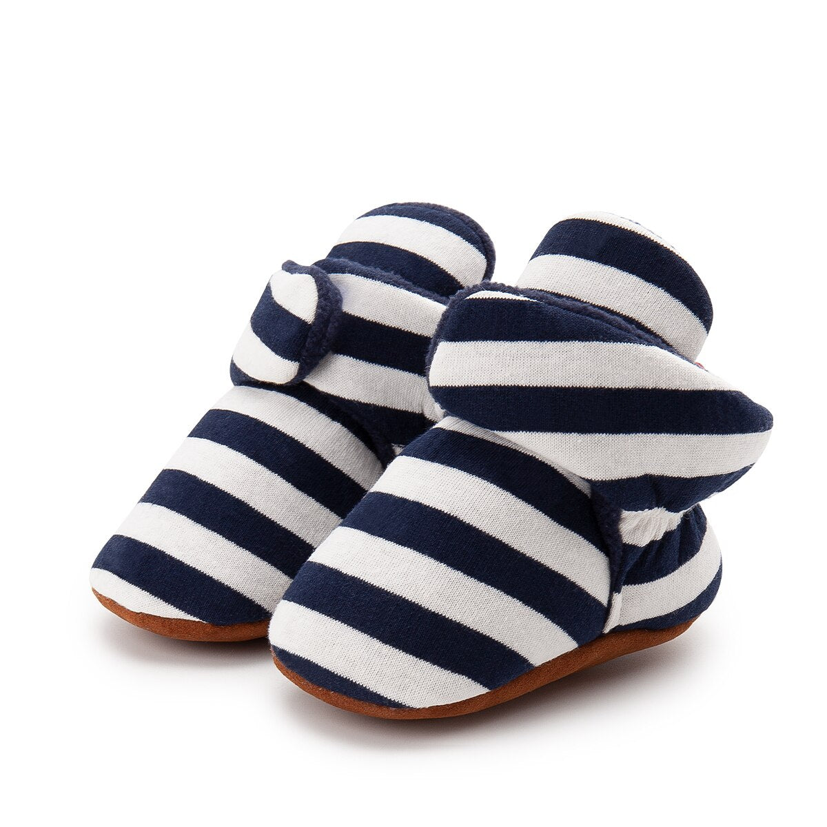 Baby Socks Shoes Boy Girl Stripe Gingham Newborn Toddler First Walkers Booties Cotton Comfort Soft Anti-slip Infant Crib Shoes - Executive-Skincare