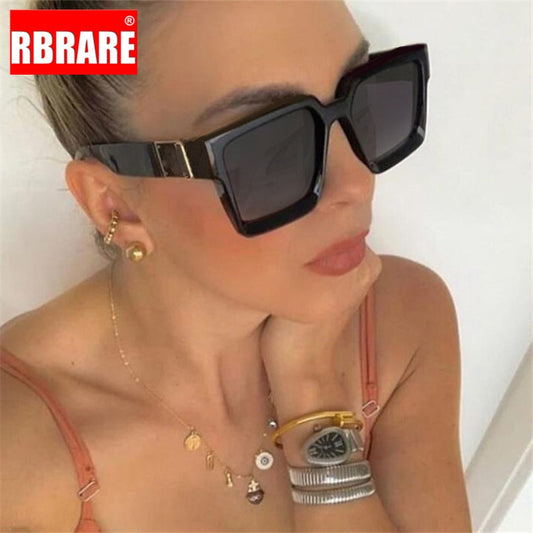 RBRARE Oversized Square Sunglasses Women Luxury Brand Sunglasses Women Mirror Sun Glasses For Men Eyewear Oculos De Sol Feminino - Executive-Skincare