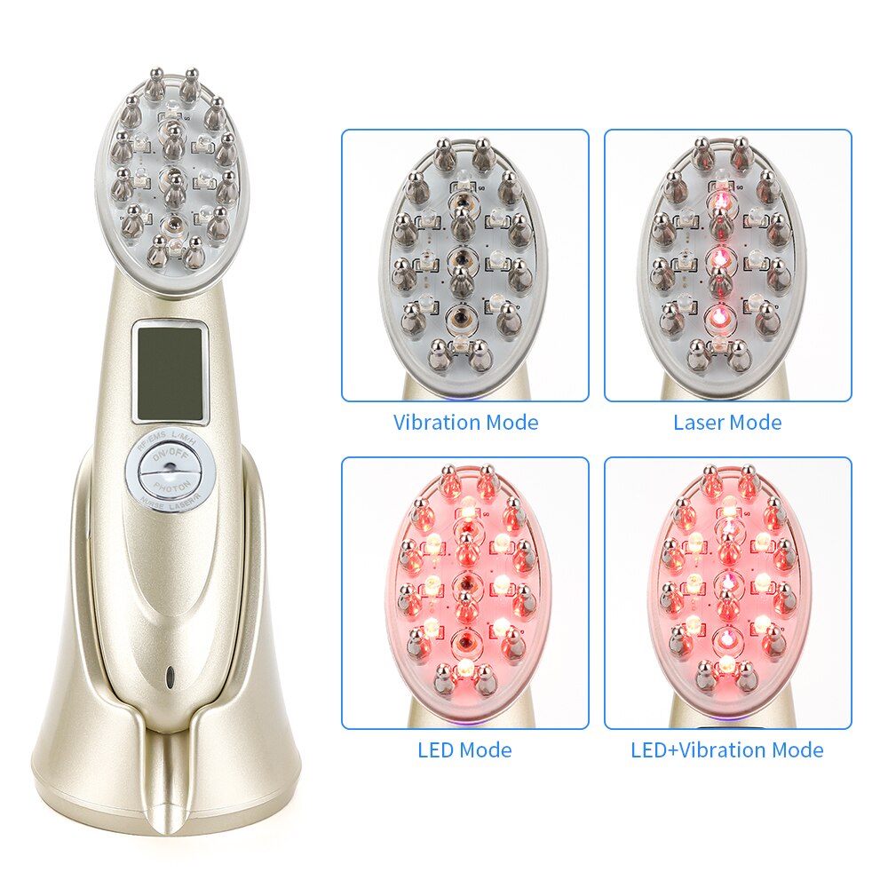 Infrared Laser Hair Growth Massage Comb Anti Hair Loss Treatment Device Red Light EMS Vibration Massage Electric Hair Care Brush