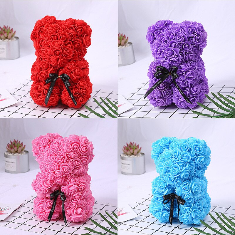 2022 Dropshipping 25cm Rose Bear Artificial Flower Rose Teddy Bear Mothers Valentine&#39;s Day Christmas Birthday Gift Wedding Decor - Executive-Skincare