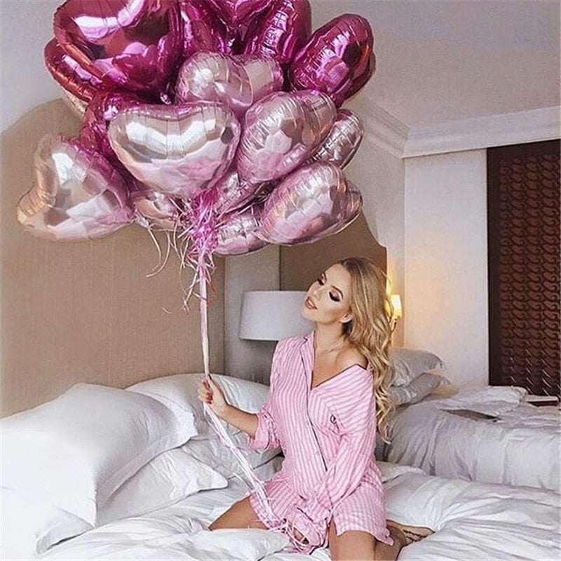 10pcs 18inch Rose Gold Red Pink Love Foil Heart Helium Balloons Wedding Birthday Party Balloons Valentine's Day - Executive-Skincare