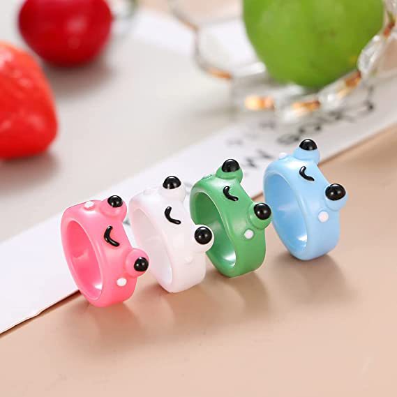 New Cartoon Frog Rings for Men Fashion Cute Frog Resin Women&#39;s Ring Acrylic Animal Band Jewelry Couple Rings - Executive-Skincare