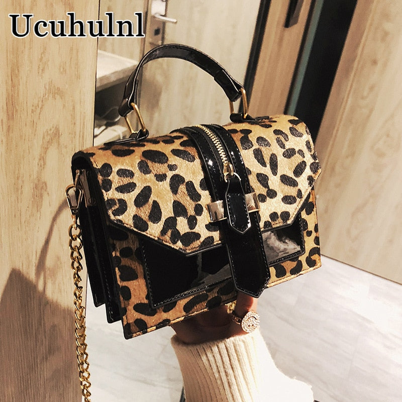 Leopard Print Small Flap Bags Women Bag Over Shoulder Luxury Handbags Women Bags Designer Lady Leather Plush Messenger Bag - Executive-Skincare