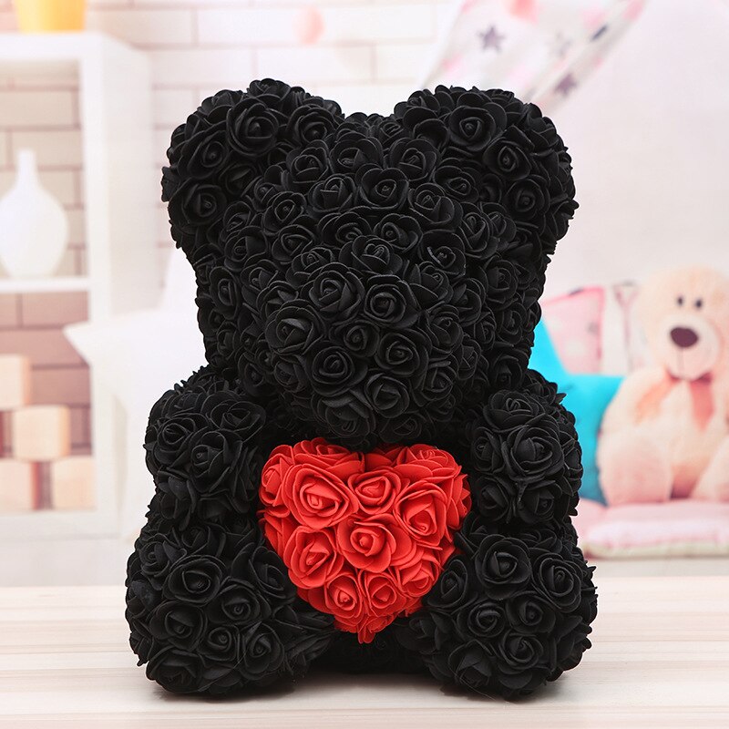 25/40CM Teddy Rose Bear Artificial Flowers Rose Bear for Women Valentines Day Wedding Birthday Christmas Gift Box Home Decor - Executive-Skincare