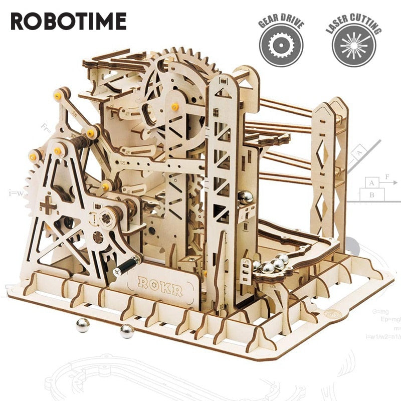 Robotime Rokr 4 Kinds Marble Run DIY Waterwheel Wooden Model Building Block Kits Assembly Toy Gift for Children Adult Dropship - Executive-Skincare