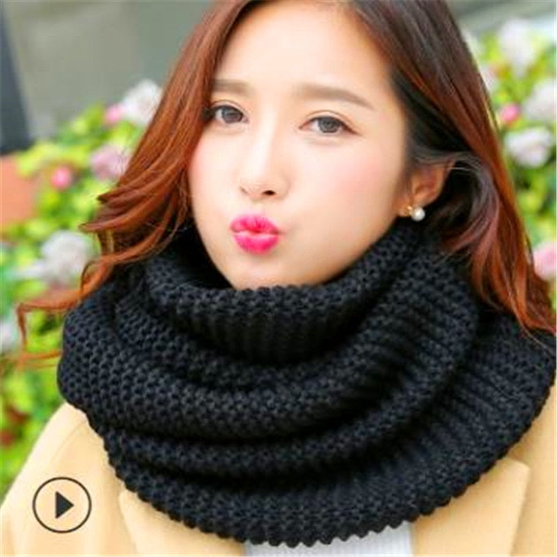 Winter new han edition scarves knitting wool collar woman with thick warm pure color 2 trap head scarf CN009 - Executive-Skincare