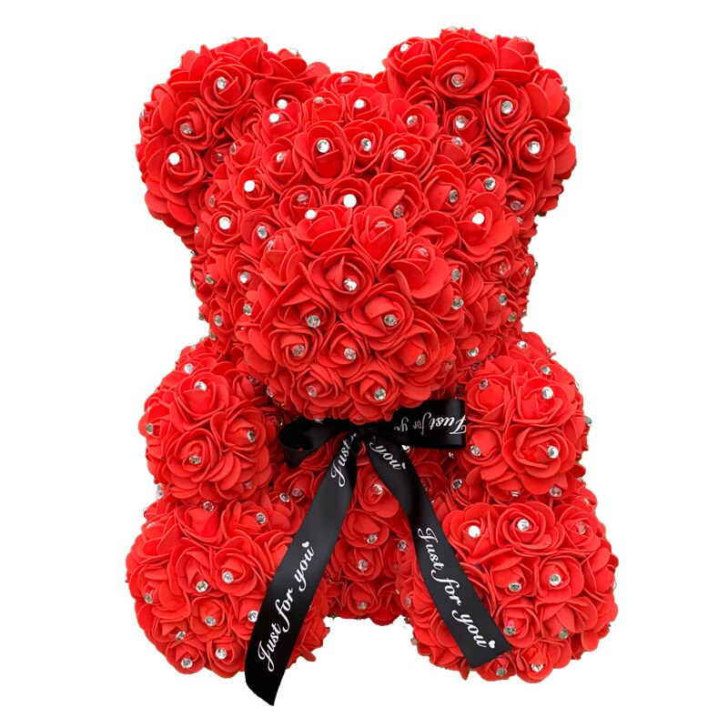 Handmade Teddy Rose Bear Heart Artificial PE Flower Women Valentine&#39;s Day Gifts Wedding Decoration Birthday Party Supplies - Executive-Skincare