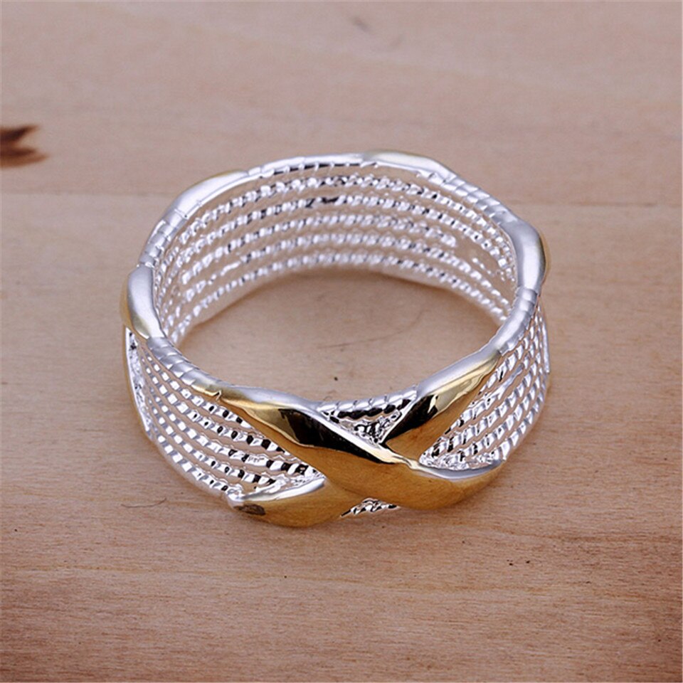 925 Sterling Silver Ring Gold X Letter Ring For Women Wedding Engagement  Charm Jewelry