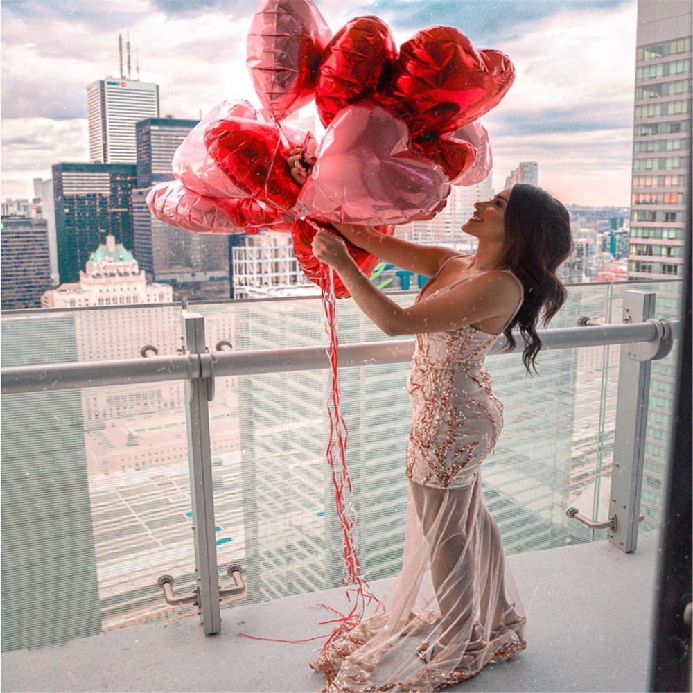 10pcs 18inch Rose Gold Red Pink Love Foil Heart Helium Balloons Wedding Birthday Party Balloons Valentine's Day - Executive-Skincare