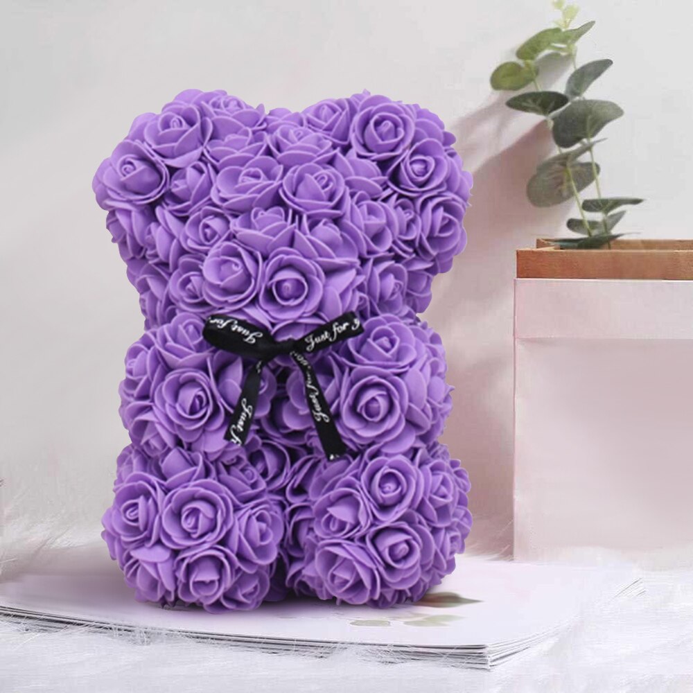 25cm/40cm Rose Bear Valentine&#39;s Day Artificial Flower Teddy Rose Bear 2022 New Year Christmas Decoration Women Valentines Gifts - Executive-Skincare