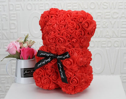 25cm Soap Foam Bear Roses Teddi Bear Rose Flower Artificial New Year Wedding Gifts Women Valentines Christmas Gift - Executive-Skincare