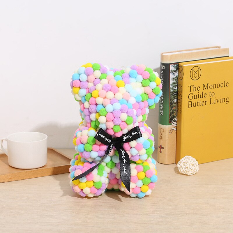 23CM Bear Cotton Ball Rose Bear  Flower Bear Rose Valentine&#39;s Day For Girlfriend Women Wife Mother&#39;s Day Gifts - Executive-Skincare