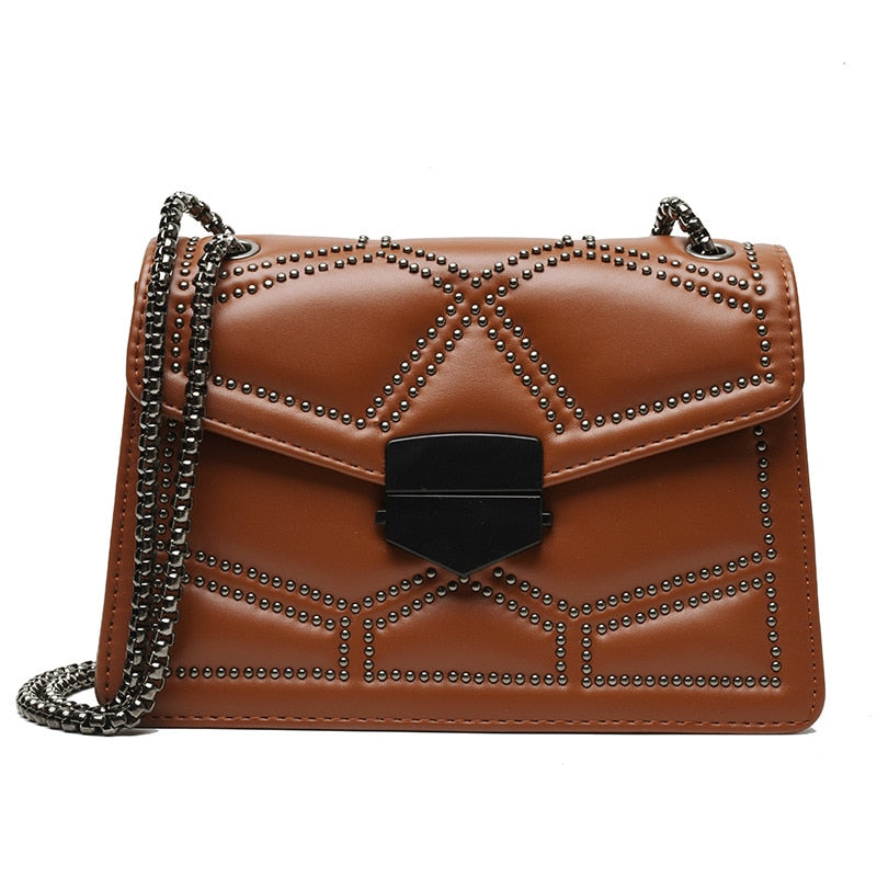 Vintage Small Rivet Flap Chain Shoulder Messenger Crossbody Bags Women Handbags Fashion Ladies Clutch Casual Totes Female Purse - Executive-Skincare