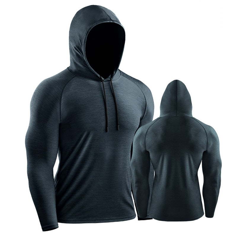 Male Training Shirts Quick Drying Gym Clothing Musculation Sportswear Fitness Running Jackets Rashguards Hoodies ropa deportiva - Executive-Skincare