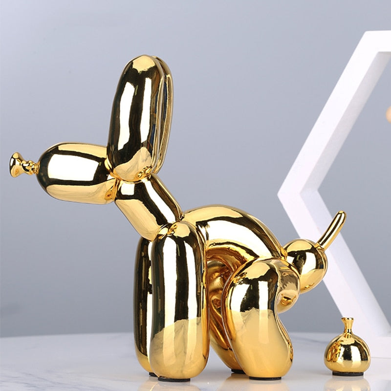 Creative Poop Balloon Dog Statue Home Decoration  Modern nordic Cute Animal Resin Art Sculpture Crafts Desktop Decors Ornaments - Executive-Skincare